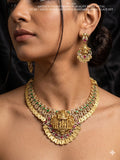 Sita Ram , CZ AD Stone Studded Antique Gold Polish Ram Darbar Design Necklace Set for women -LUCKY001RD