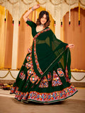 Deep Green Georgette Lehenga Choli For Navratry 2026 -SSS001NL
