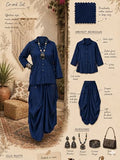 Deep Blue  Shade Summer Trendy Pure Cotton  2 piece Dress for women -FOF001PSDDB