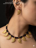 Sugandi , Matte Gold Finish Black Thread Necklace Set for women -LUCKY001BT