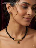 Parimala , Matte Gold Finish Black Thread Necklace Set for women -LUCKY001BTA