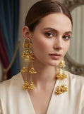Lajjo , Beautiful Gold Finish Kashmiri Designer Junka Earrings for women -MUSK001KE