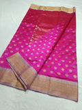 Navami , Pink Chanderi Pattu silk hand border designer pallu with running blouse -CHANDERI001PSC