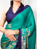 Kalamkari print satin silk saree for women -MISS001SSB