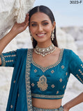 Blue Shade Twilight Bloom Intricate Handwork Designed Scalloped Lehenga Choli with Dupatta - SSS001BL