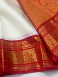 Suhaga , Classic Red and White combination Kanchipuram Handloom Silk Saree for women -SACH001RW