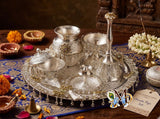 Beautiful Premium stone work Pooja thali set with velvet gift box-AKSH001PTS