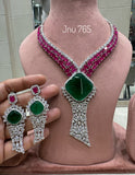 Amelia , Designer Stone studded Necklace Set for women -SANDY001DS