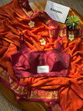 Raagini , Elegant Orange Shade  Mul Cotton Saree with Blouse Piece for women -SANTI001O