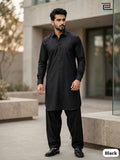 Full stitched Pathani Kurta with Salwar Bottom in Black Colour-SOC001BLK