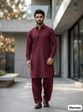 Full stitched Pathani Kurta with Salwar Bottom in Maroon Colour-SOC001MK