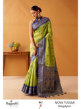 Parrot Green Shade Modal Fancy Cotton Saree with Pochampalli Borders and Pallu -OEK001PG