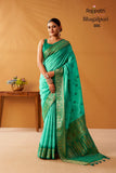 Beautiful Green shade Modal Fancy Cotton Saree with Pochampalli Borders and Pallu -OEK001GR