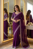 Jona , Premium Star Georgette saree with Lucknowi embroidery sequins work border and Stitched Blouse -SLC001LS