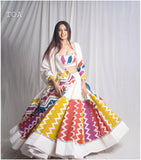 White color Rayon Lehenga with Heavy Multy Lace Print Fabric -SSS001BW