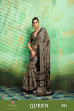 Black Designer Modal Satin Printed Saree for women -GARI001MS
