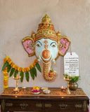 Wall Painted Lord Ganesha Face Wooden Figurine -HRH001GWD