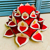 Set of 3 , Different Size Red Lotus Singasans for Laddu Gopal JI - BRIJ001RL