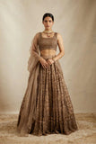 Golden Lady , Elegant Brown Net Lehenga Set for women -SSS001GL
