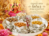German silver 5 piece lotus prasad bowl with thali set -ANUB001ST