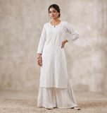 White  Exclusive Rayon Kurti Gharara set for women -FOF001KGW