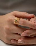 Pinaki , 925 Silver Designer Finger Ring with Gold Plating for Women -INDI001SR