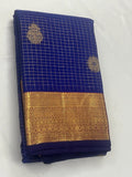 Madhumitha , Blue Kanjivaram Silk Saree with Small Golden Cheks-SACHI001GC