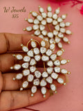 Monika , elegant Big Size Antique Gold Finish Polki Kundan  Statement Earrings with Back clip for women -SONAM001SE
