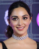 Kiara Advani Inspired Platinum Finish Diamond Choker Necklace Set for women -JAYDU001DC