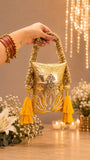 Maharani Lotus Clutch with Yellow Tassels for women -FASH001LCA