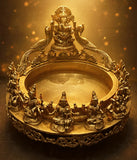 Jumbo Size Brass Ashta Lakshmi Urli with Ganesh Mayuri  -DEV001AU