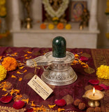 Gem Stone Shivlingam Jade with Brass with Silver Finish Naga -HOH001J