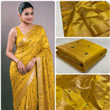 Lalitha , Yellow shade Pure Chanderi  Tissue Silk Saree for women -ANSA001YS