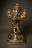 One Feet Tall Standing Powerful Valampuri / Dakshinabimukhi Ganesha Statue in Bronze - SHILP001SG