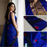 PURE CHANDERI SILK PATTU TISSUE SILK HANDLOOM SAREE -ANSA001CSB
