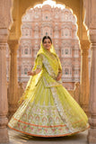 Lemon Yellow   Designer  Gher  Lehanga Suit for Women -JAIPURI001LSD