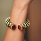 Raj Mahima , Elegant Royal Designs Inspired  Kundan Openable Kada for women -JAY001RK