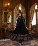 Beautiful cotton designer embroidered printed anarkali three pcs set perfect for all occasion-RG001KS