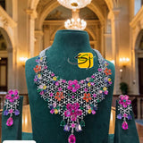 Anaida , Designer Mutli Color stones studded Heavy Necklace Set for Women -JAYDU001DN