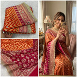 Shubangi , Premium Fancy Banarasi Border Zigzag weaving  Katan Saree for women -FOF001KS