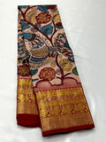 Niharika , Beautiful Hand Drawn Pen Kalamkari in Kanjivaram Silk Saree for women -SACHI001PKS
