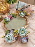 Exclusive Gulbagh karwa thali set With heavy Tassel  thal cover -AKSH001TSA