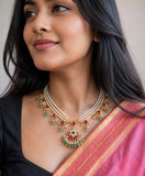 Shubangi , Premium Jadau Kundan Necklace with Layered Pearls -TREND001PNS