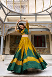 Navratri 2026 ,Yellow & Green Beautiful Fully stitched Lehenga for women -SOC001BLD