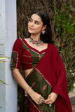 Navratri 2026 ,Red & Green Beautiful Fully stitched Lehenga for women -SOC001BLC