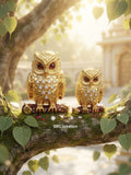 Gold Finish Beautiful owl with Red Eyes -BRIJ001O