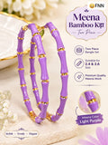 Lilac and Gold  Bamboo Meena kada Bangles for women -JAYDU001L