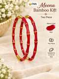Red and Gold  Bamboo Meena kada Bangles for women -JAYDU001RK