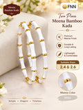 White  and Gold  Bamboo Meena kada Bangles for women -JAYDU001W