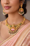 Seema , Antique Gold Finish Minakari Temple Necklace Set for women -LUCK001MKG